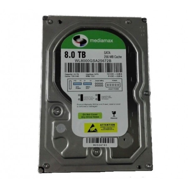 

Накопитель HDD 3.5" SATA 8.0TB Mediamax 5400rpm 256MB (WL8000GSA25672B) Refurbished