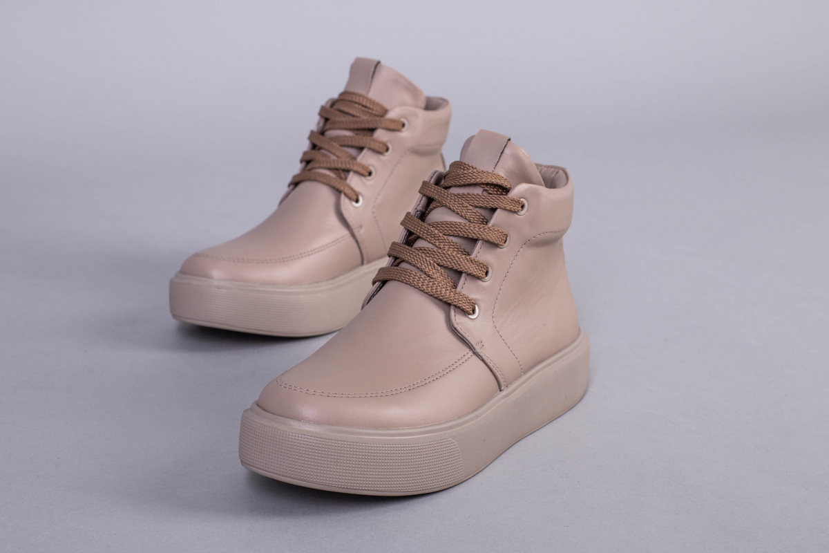 

Черевики жіночі шкіряні на шнурках LuxuryShoes 7371д/38 Бежеві
