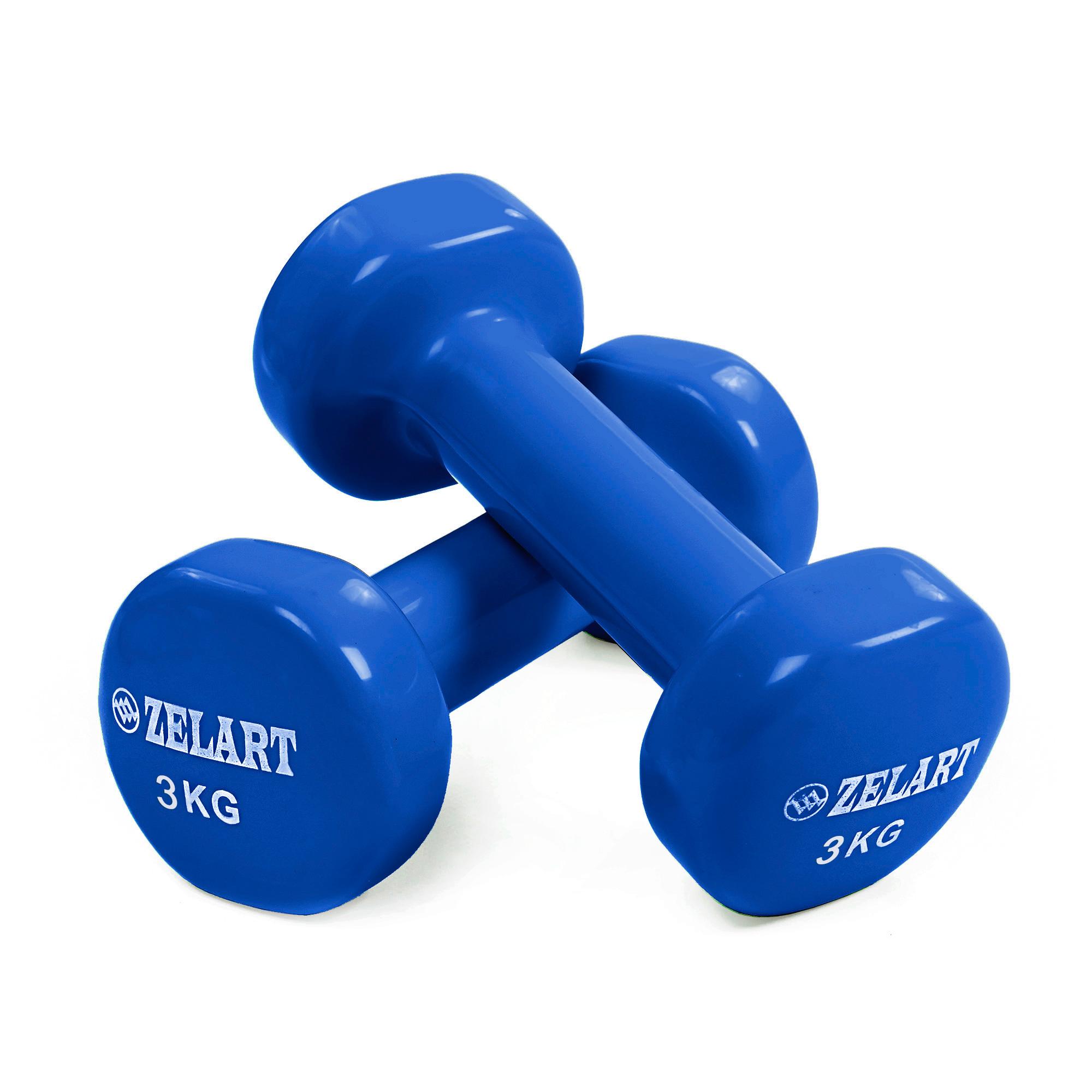 

Гантели для фитнеса с виниловым покрытием Zelart Beauty TA-5225-3 (2x3кг) (2шт, синий)