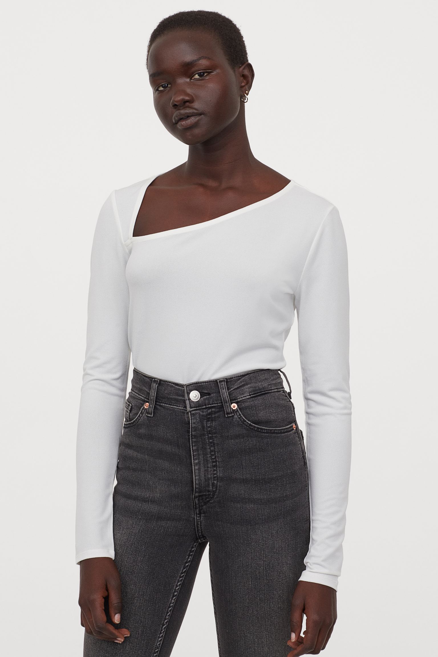 

Лонгслив H&M XS белый 12029233402