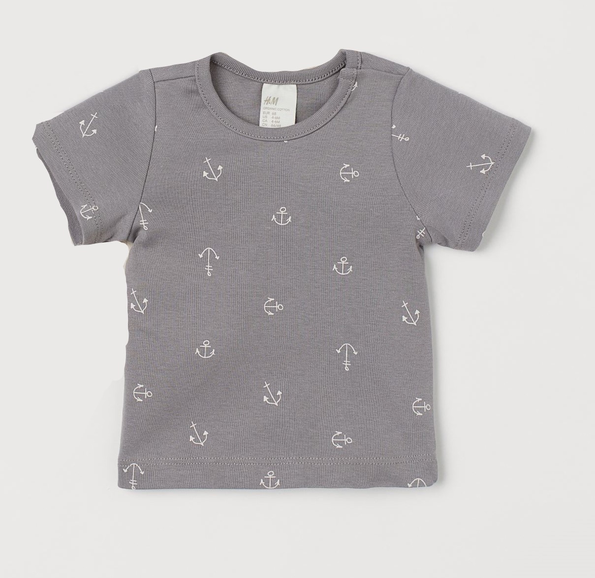 

Футболка H&M 74см серый якоря 40282536712