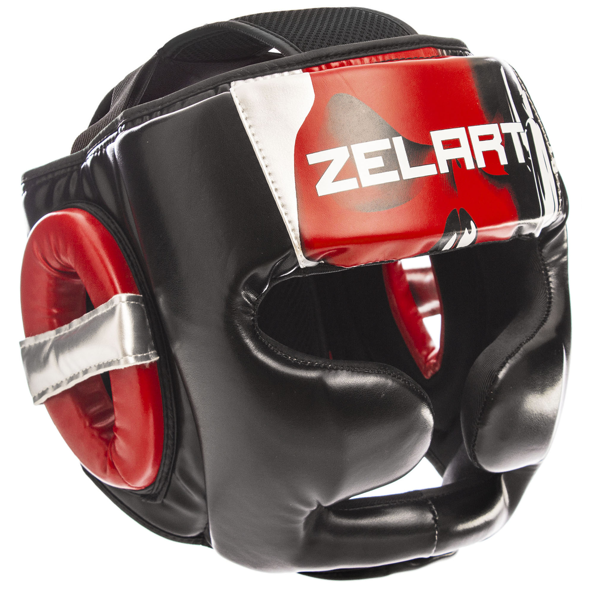 

Шлем боксерский с полной защитой PU ZELART (черный-красный), Размер L