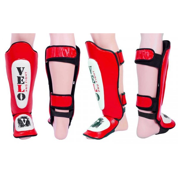 

Защита для голени и стопы Муай Тай, ММА, Кикбоксинг VELO (р-р M-XL, красный), Размер L