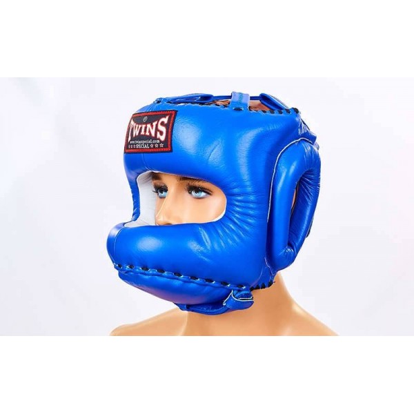

Шлем боксерский с бампером кожаный TWINS (синий, р-р M-XL), Размер L