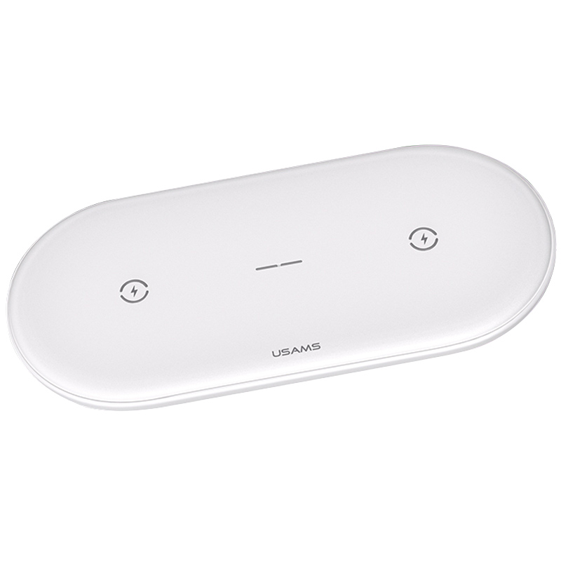 

Беспроводное зарядное устройство Usams Dual Coil Wireless Charger White [53008]
