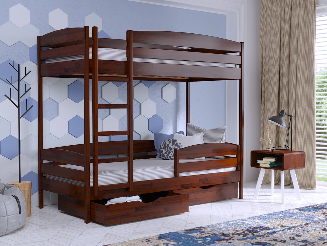 

Двухъярусная кровать 90х190 Без ящиков и бортика Estella Дуэт Плюс Каштан (Массив-108) Л2.5