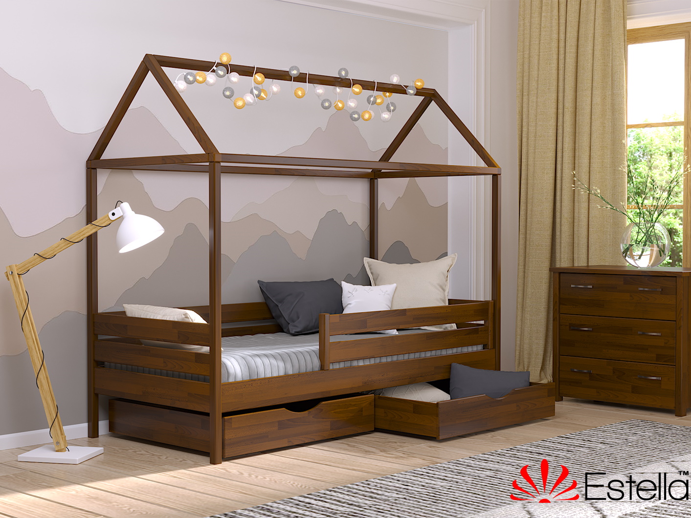 

Кровать односпальная 90х190 Без ящиков и бортика Estella Амми Орех Светлый (Щит-103) Л2.5