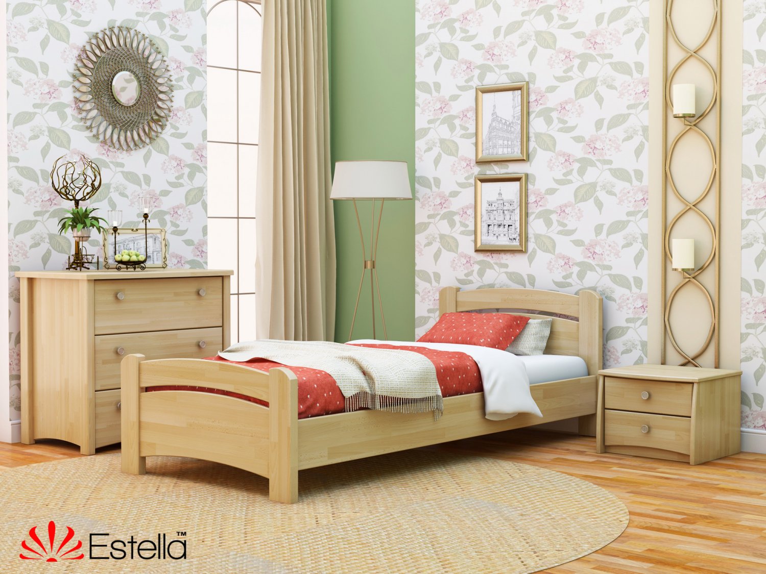 

Кровать односпальная деревянная 80х200 Estella Венеция Бук (Щит-102) Л4