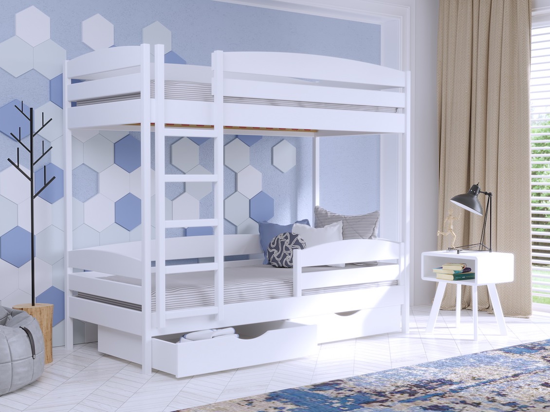 

Двухъярусная кровать 80х200 Без ящиков и бортика Estella Дуэт Плюс Белый (Массив-107) Л4