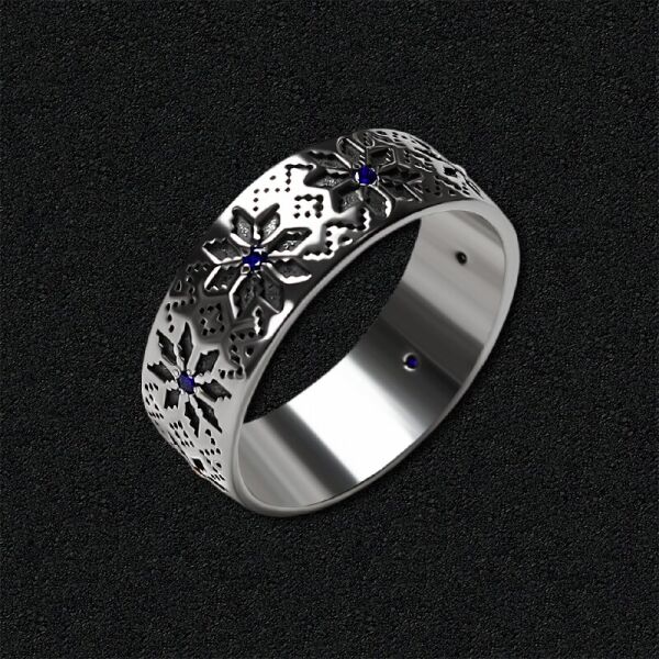 

Серебряное кольцо "Вышиванка" 1199-blu-18,5