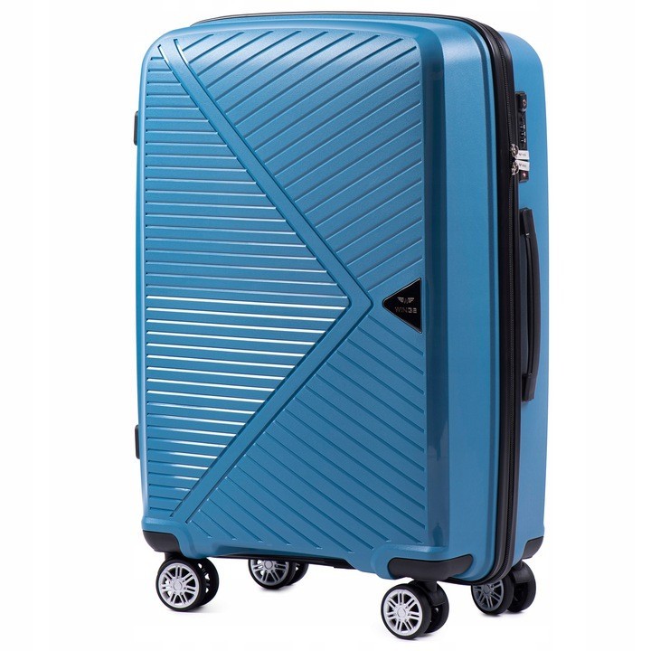 

Средний пластиковый чемодан на 4 колесах WINGS PP06 M синий blue