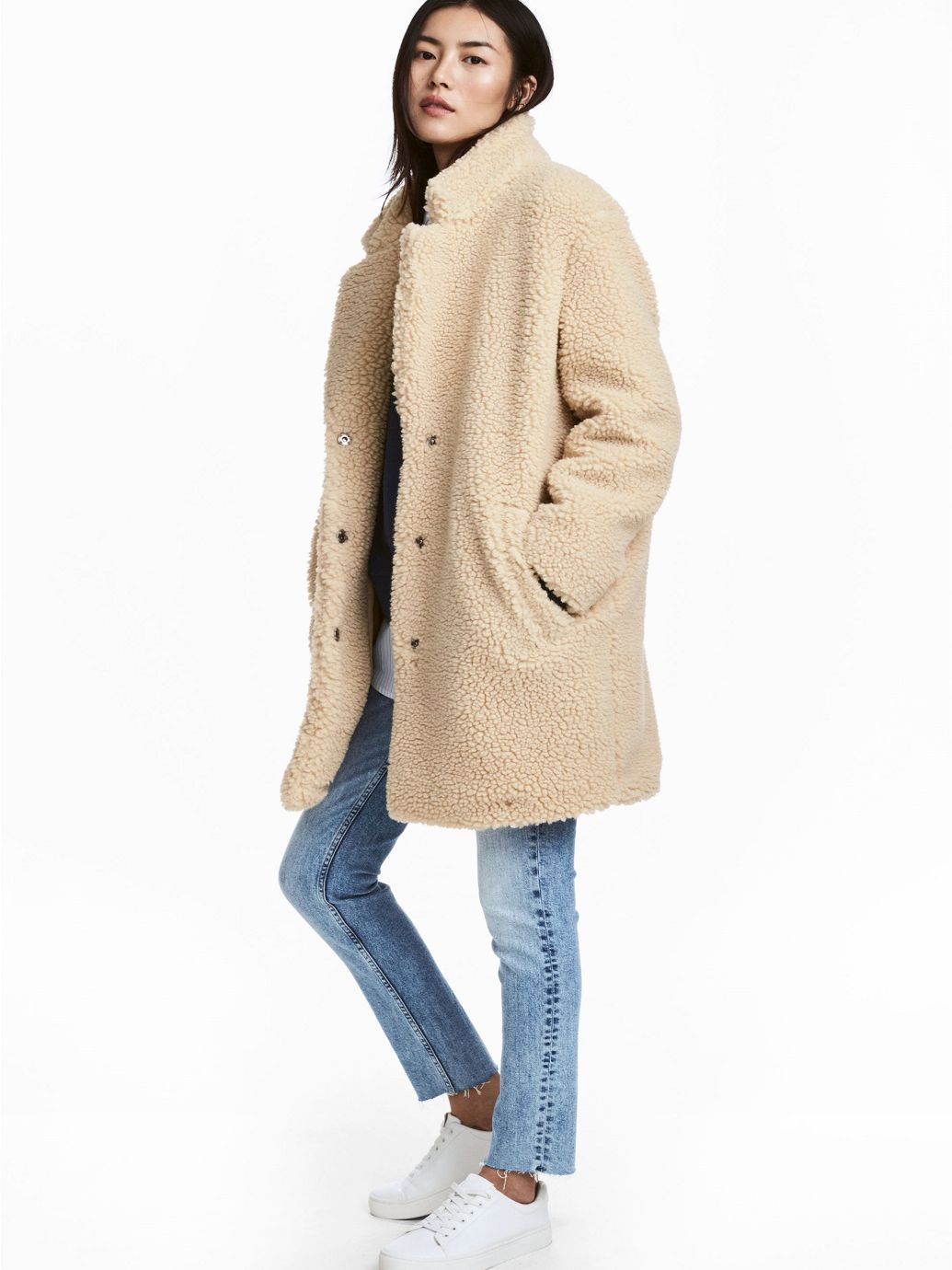 

Шуба H&M KK5427296 L Светло-бежевая