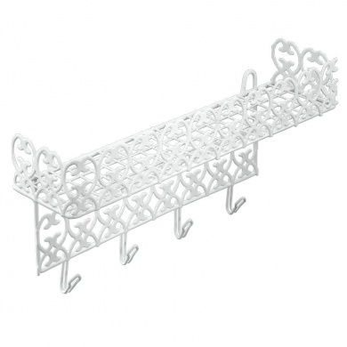 

Полка Metaltex Florenz с крючками 40х10х19 см белое пластиковое покрытие (421901)
