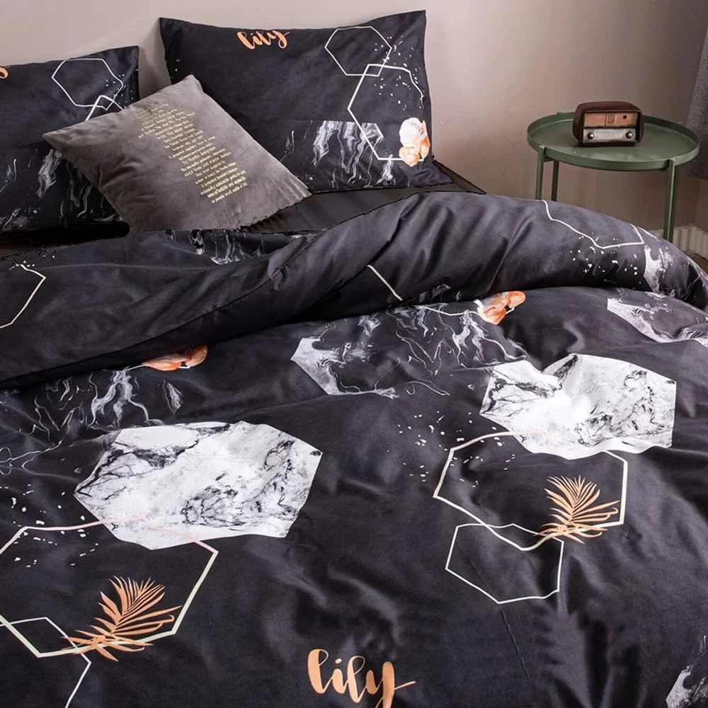 

Пододеяльник MirSon Бязь Premium 17-0309 Black marble 160x220 см