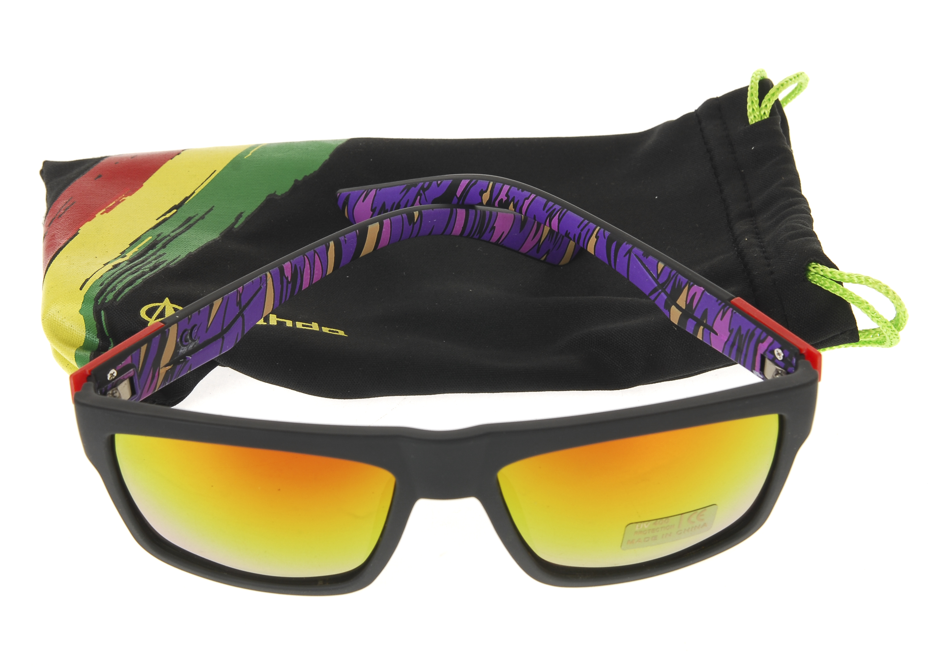 

Мужские солнцезащитные очки UV400 с чехлом и салфеткой Viahda glasses черный-разноцветный K10-551091