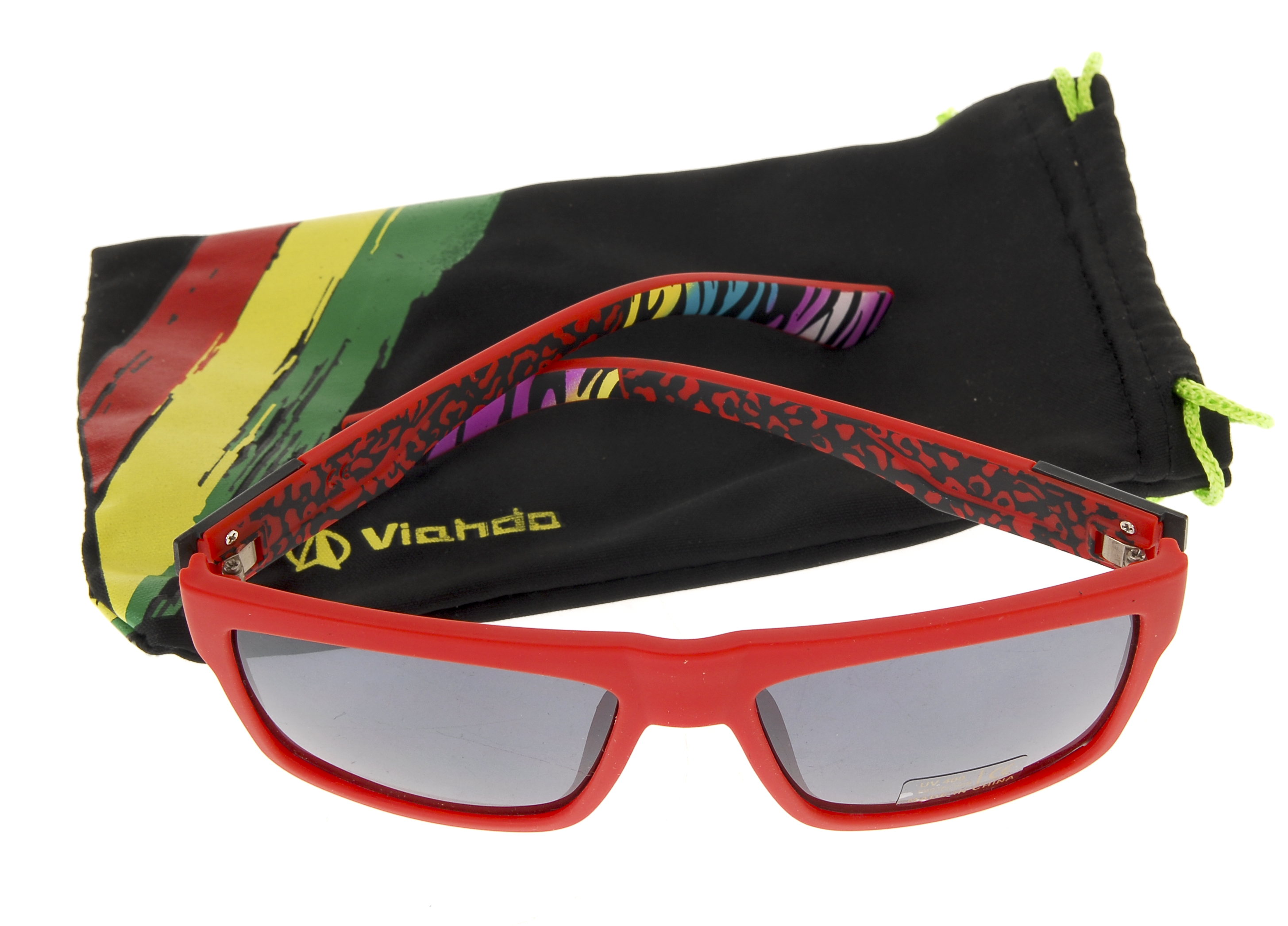 

Мужские солцезащитные очки UV-400 с чехлом и салфеткой Viahda glasses красный-разноцветный K10-551088