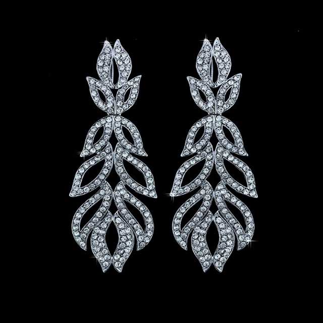 

Сережки Лист папоротника DiaDemaGrand Серебряный с белым камнем (081540-15-2)