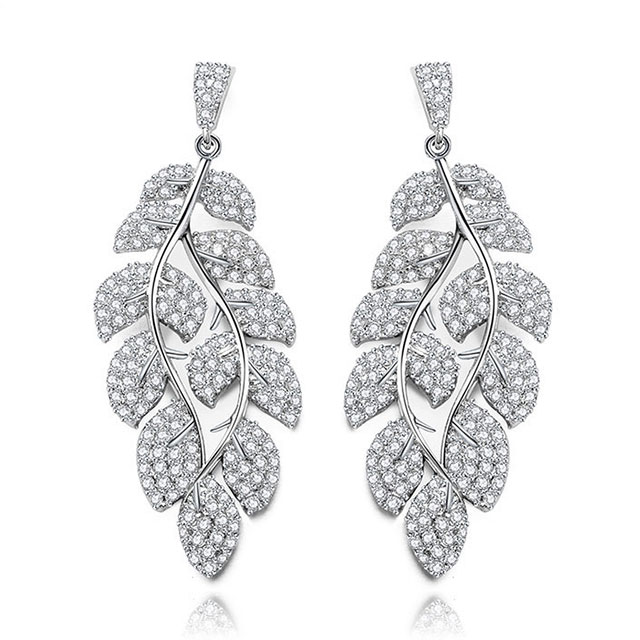 

Серьги Нежные листочки DiaDemaGrand Серебряный с белым камнем (041707-15-2)