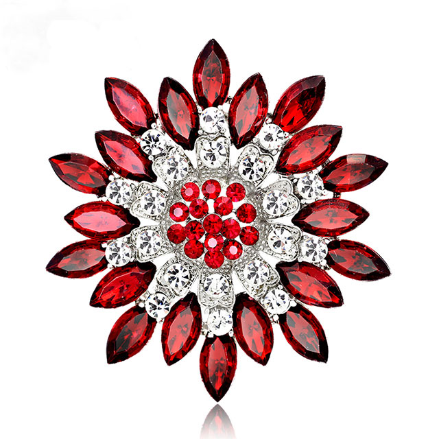 

Брошь Блестящий цветок DiaDemaGrand Серебряный с красным камнем (021764-15-10)