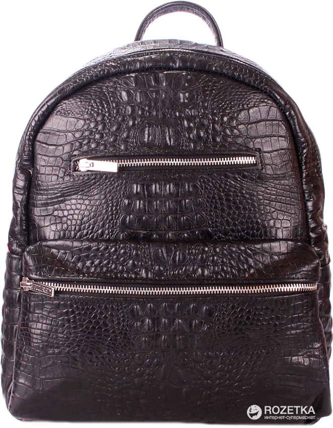 

Женская сумка-рюкзак кожаная Poolparty mini-bckpck-leather-croco-black Черная