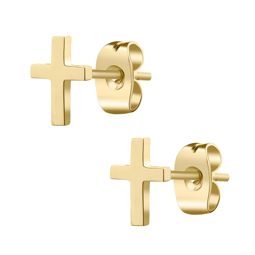 Золотые серьги крестом