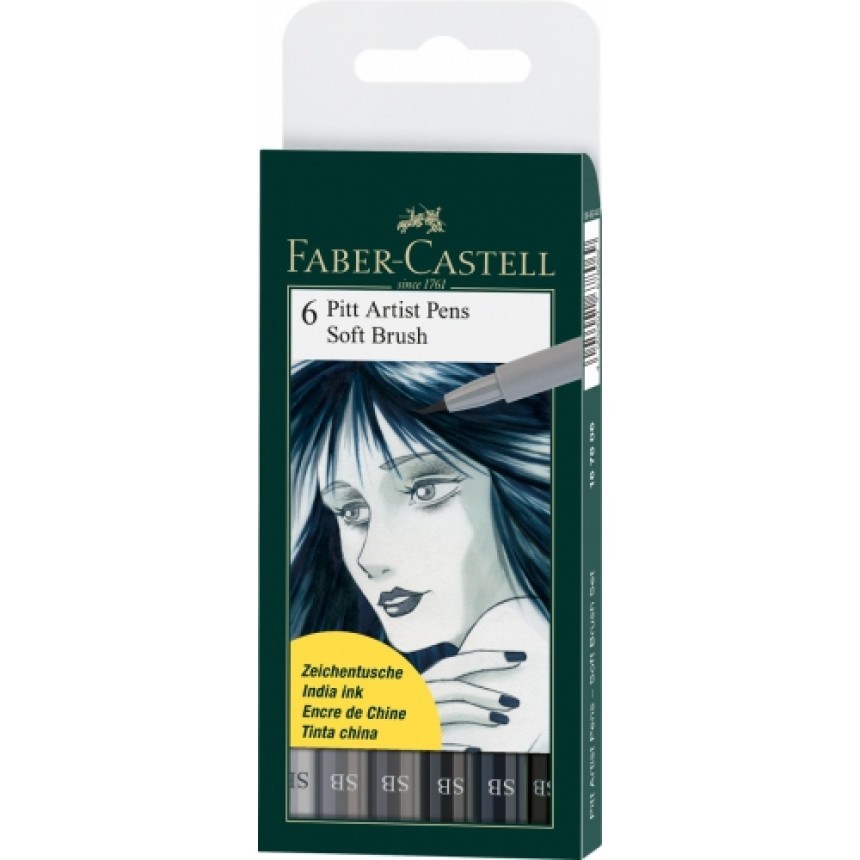 

Набор капиллярных ручек Faber-Castell PITT artist pens "Brush" soft brush 6шт
