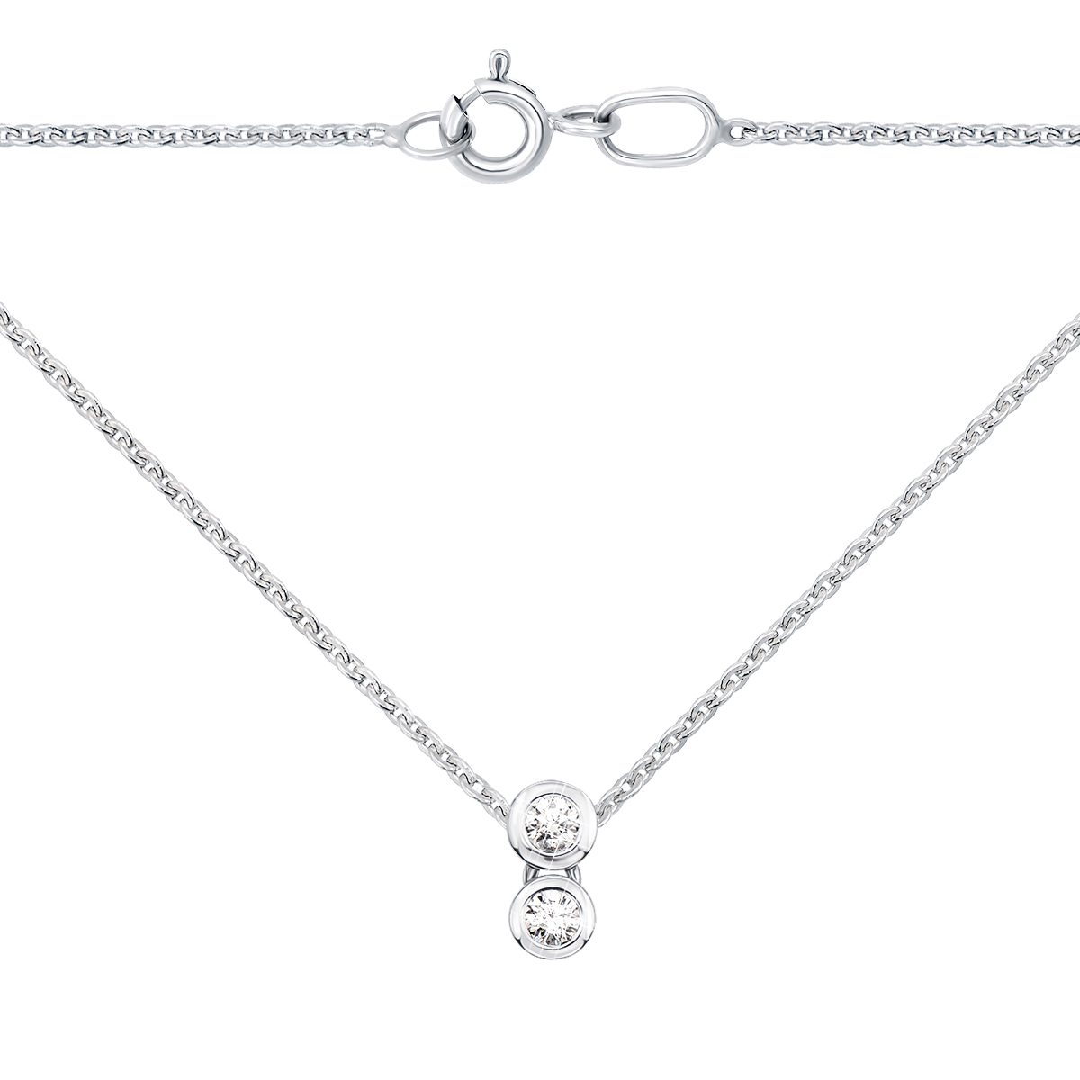 

Золотое колье в белом цвете с двумя бриллиантами 000124601 40 размера