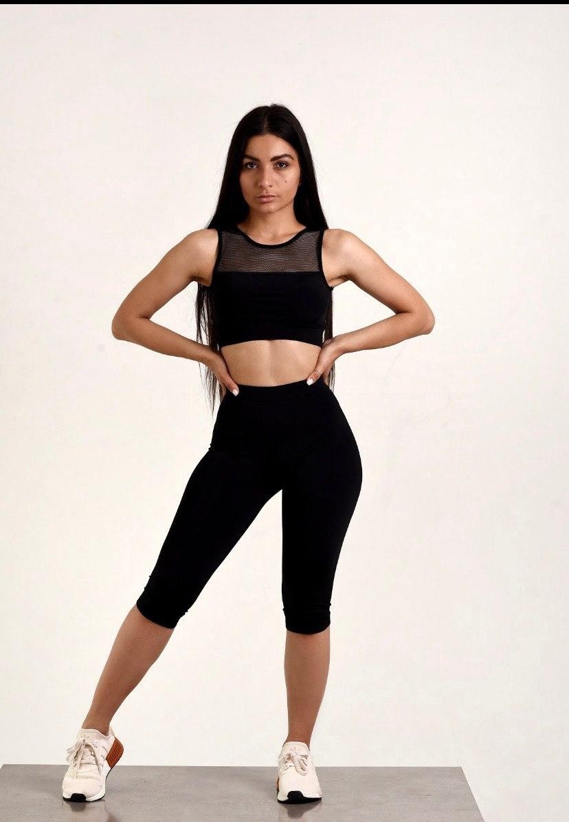 

Спортивный женский костюм (Топ Бриджи) FitU L Черный