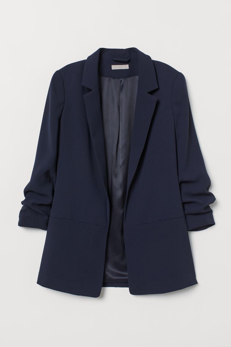 

Жакет с присборенным рукавом H&M 48 Темно-синий