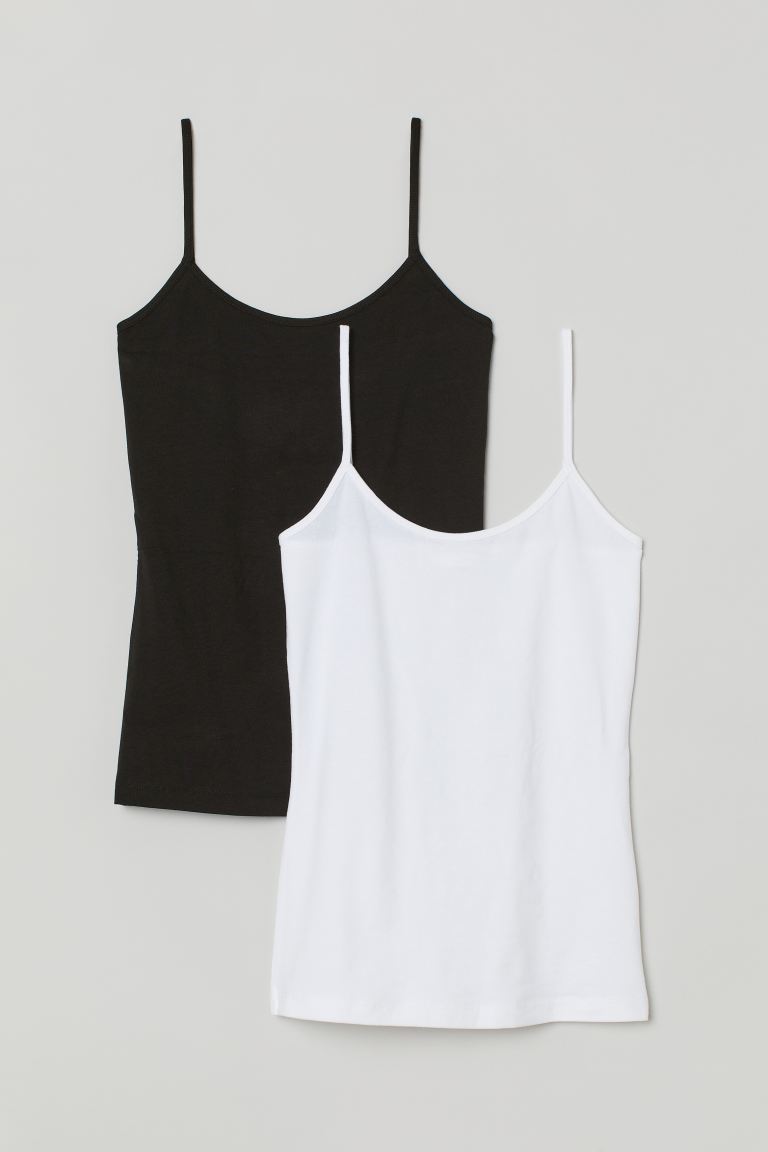 

2 трикотажные майки H&M  Черный/белый, 2 трикотажные майки H&M XS Черный/белый