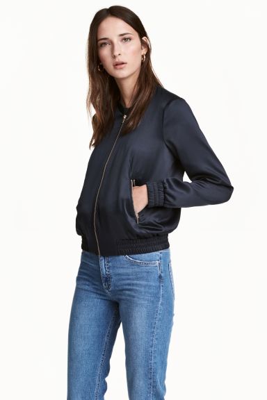 

Атласный бомбер H&M 46 Темно-синий
