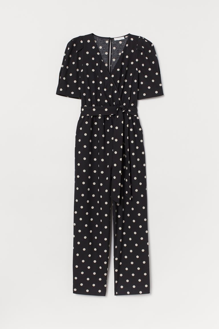 

Комбинезон на запахе H&M  Черный/Горошек, Комбинезон на запахе H&M 50 Черный/Горошек