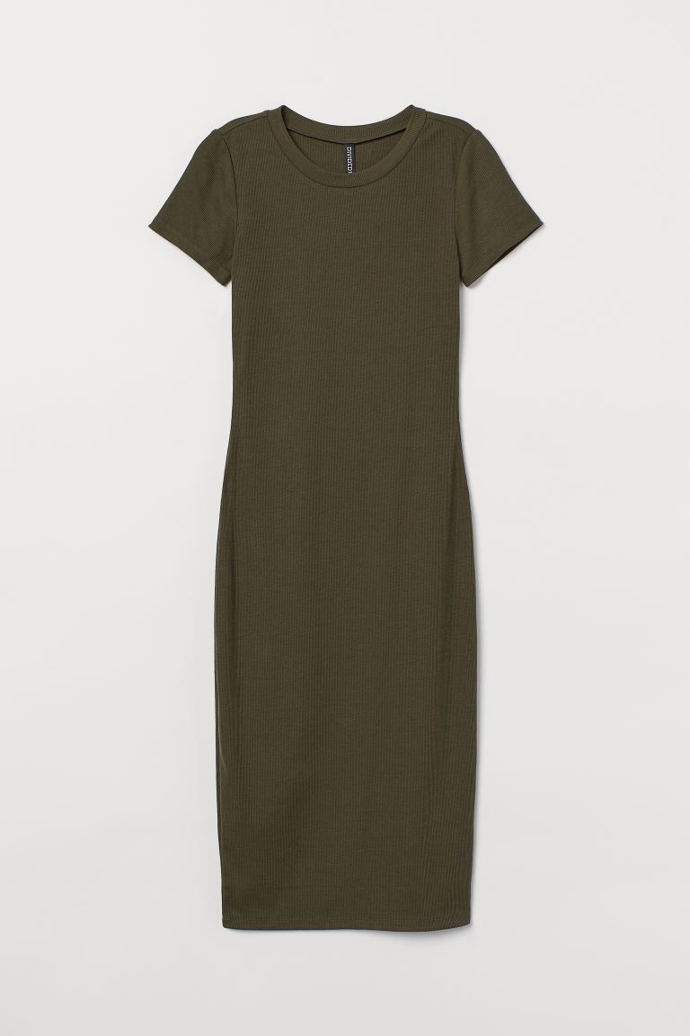 

Трикотажное платье H&M XS Темно-зеленый хаки