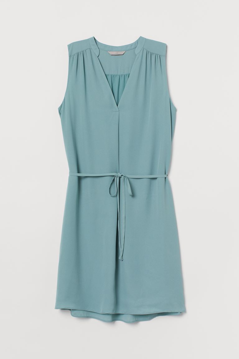 

Платье с поясом H&M XS Бирюзовый