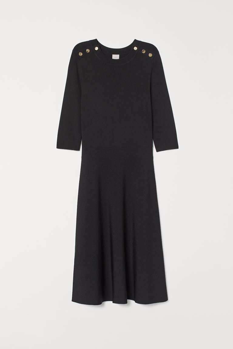 

Вязаное платье H&M  Черный, Вязаное платье H&M L Черный