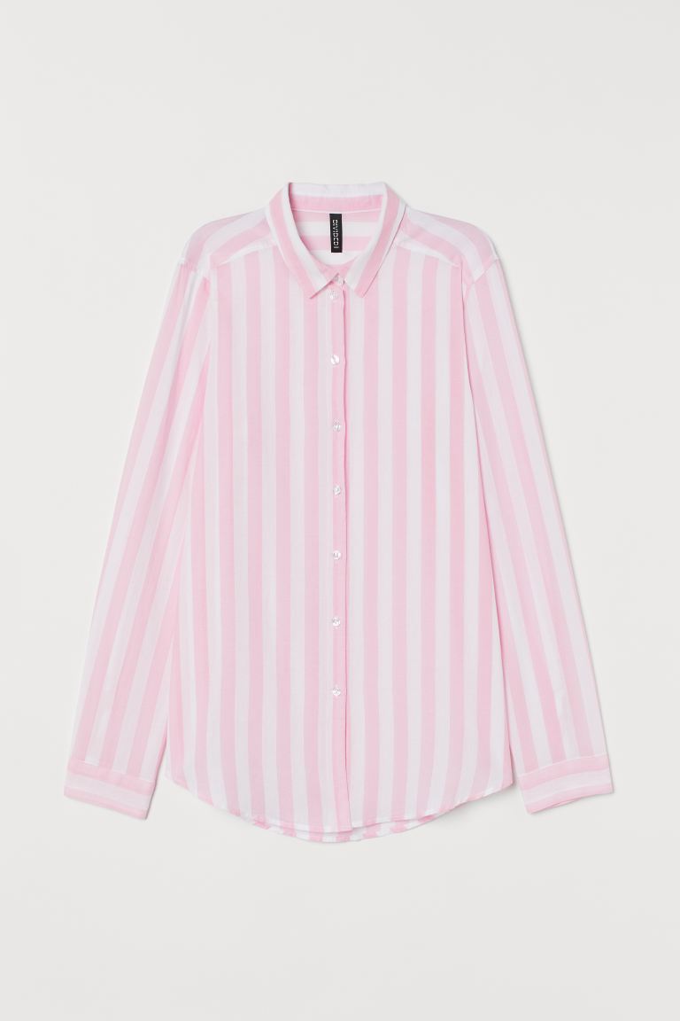 

Рубашка из хлопка H&M 34 Розовый/Белая полоска
