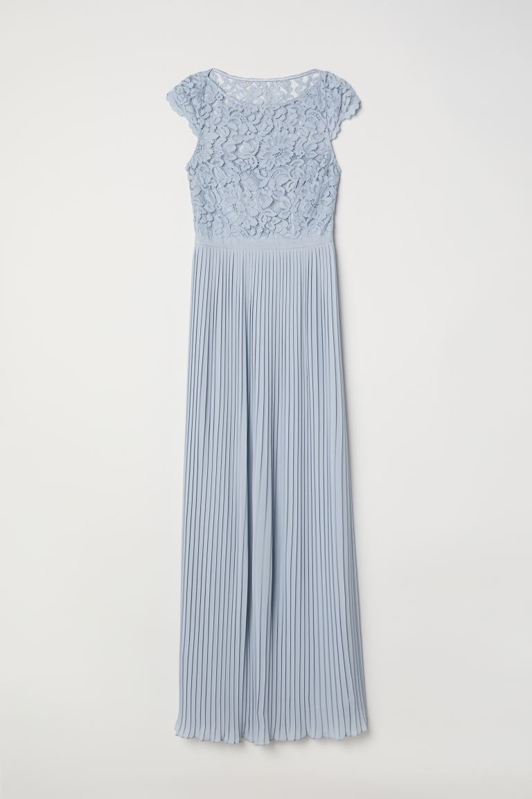 

Длинное платье с плиссировкой H&M 38 Голубой