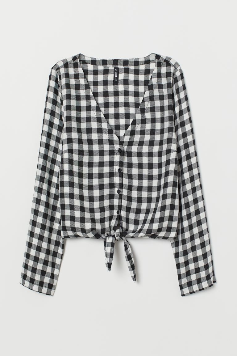 

Блузка из вискозы H&M 46 Черный/Белая клетка