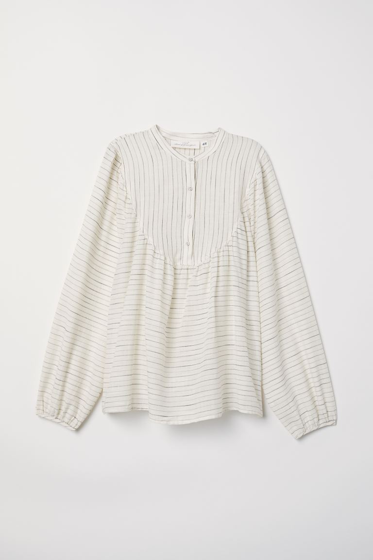 

Пестротканая блузка H&M  Натуральный белый/Полоска, Пестротканая блузка H&M 38 Натуральный белый/Полоска