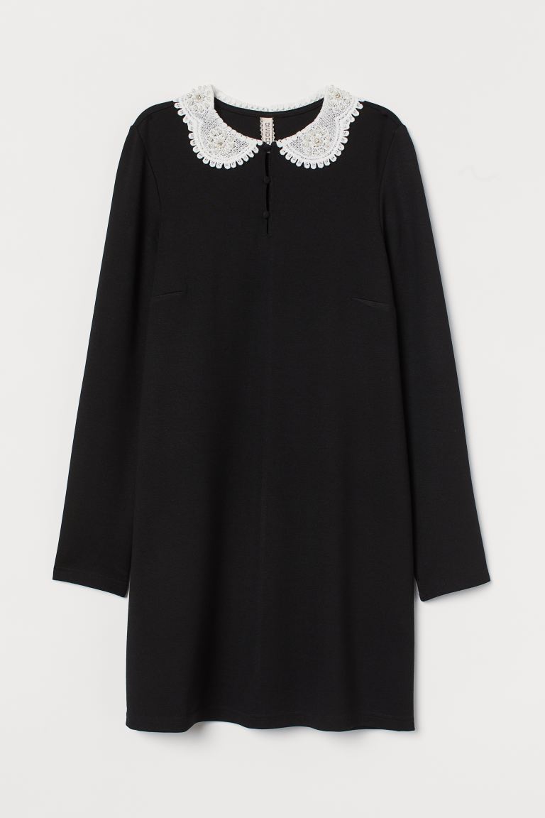 

Платье с кружевным воротничком H&M XS Черный