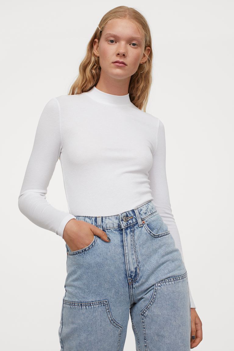 

Водолазка рельефной вязки H&M  Белый, Водолазка рельефной вязки H&M S Белый
