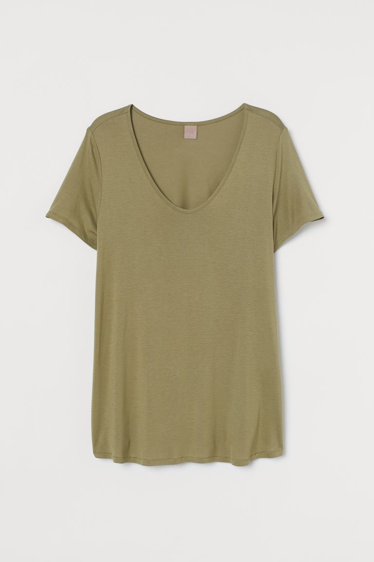 

H&M+ Трикотажный топ H&M+ XXL Зеленый хаки