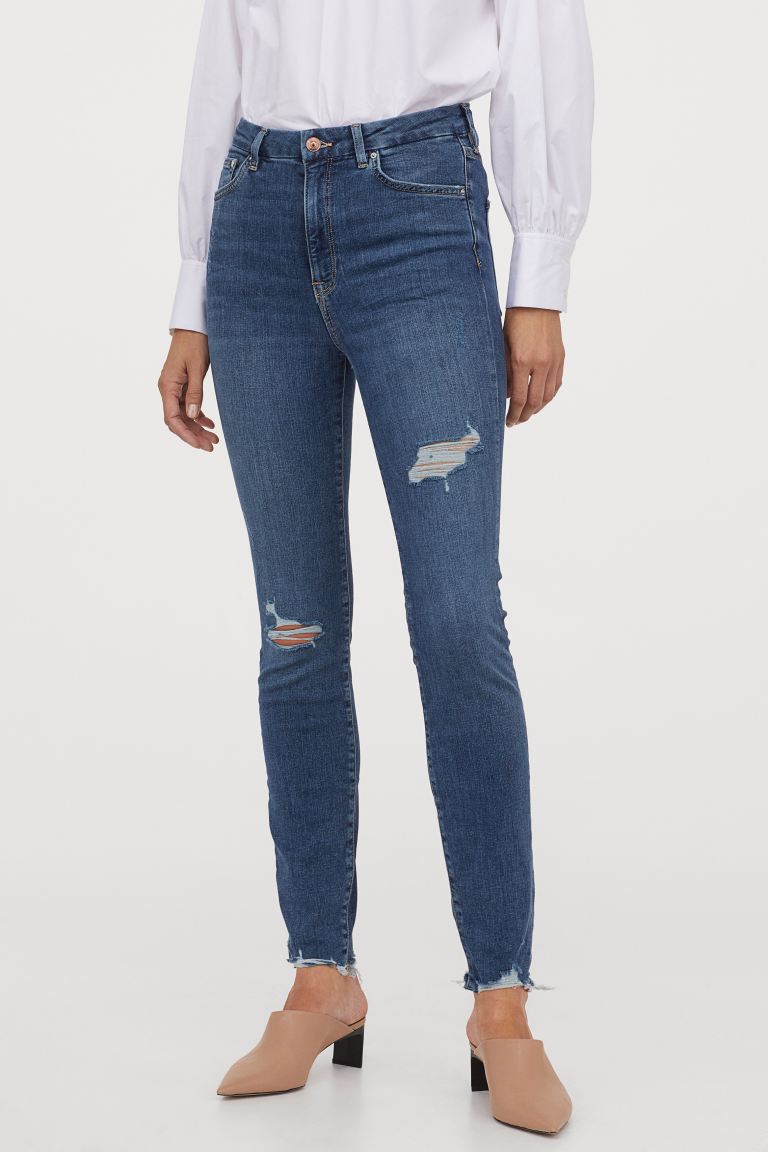 

Джинсы Embrace High Ankle H&M  Темно-синий деним/Trashed, Джинсы Embrace High Ankle H&M 36 Темно-синий деним/Trashed