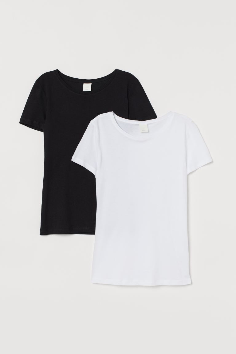 

2 хлопковые футболки H&M S Черный/белый