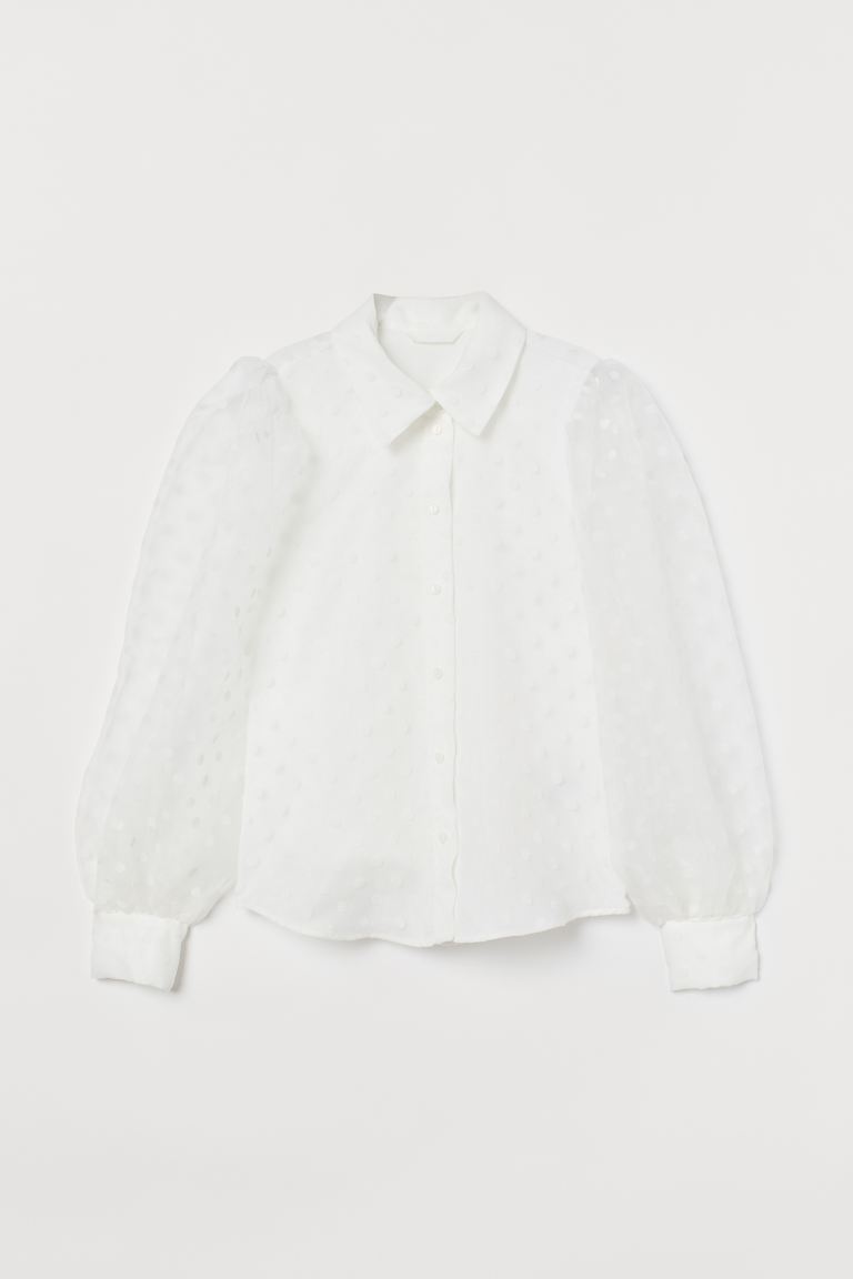 

Блузка из органзы H&  Белый/Горошек, Блузка из органзы H&M M Белый/Горошек