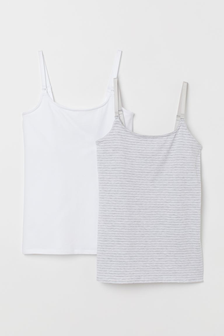 

MAMA 2 топа для кормящих H&M S Светло-серый меланж/Полоска
