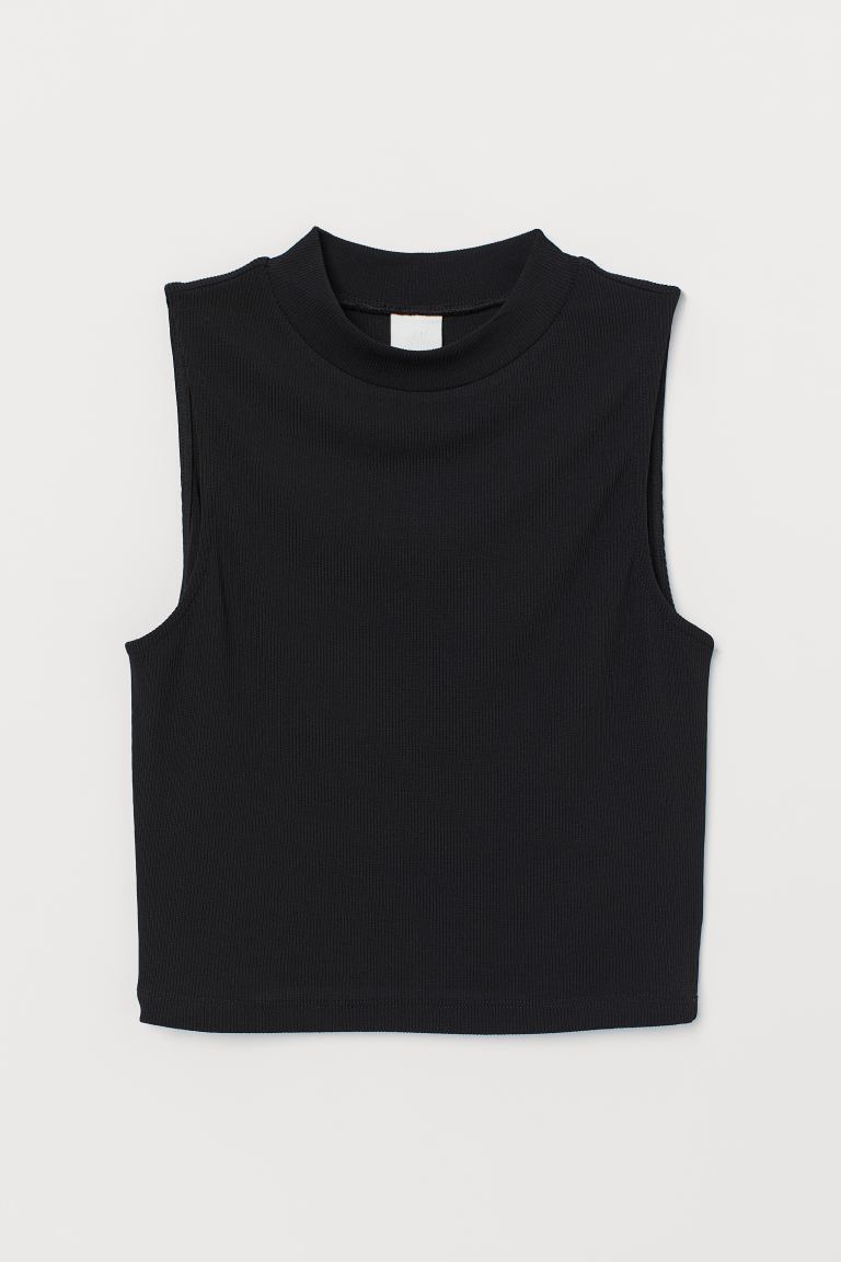 

Топ из рельефного трикотажа H&M  Черный, Топ из рельефного трикотажа H&M XL Черный