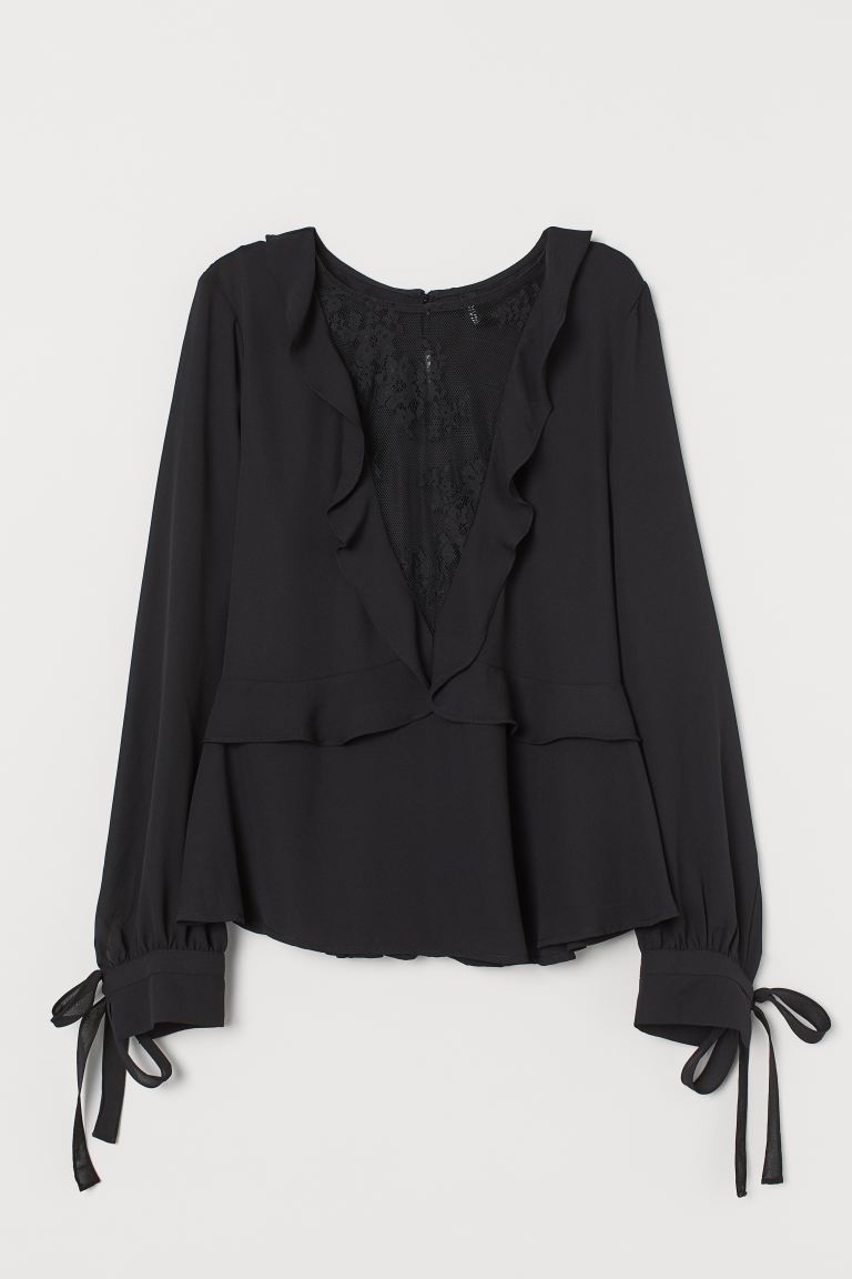 

Блузка с завязками H&M  Черный, Блузка с завязками H&M 36 Черный