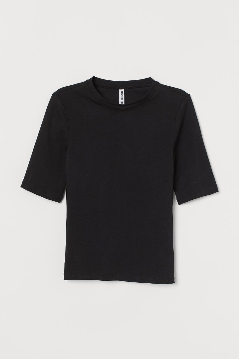 

Трикотажный топ из хлопка H&M  Черный, Трикотажный топ из хлопка H&M S Черный