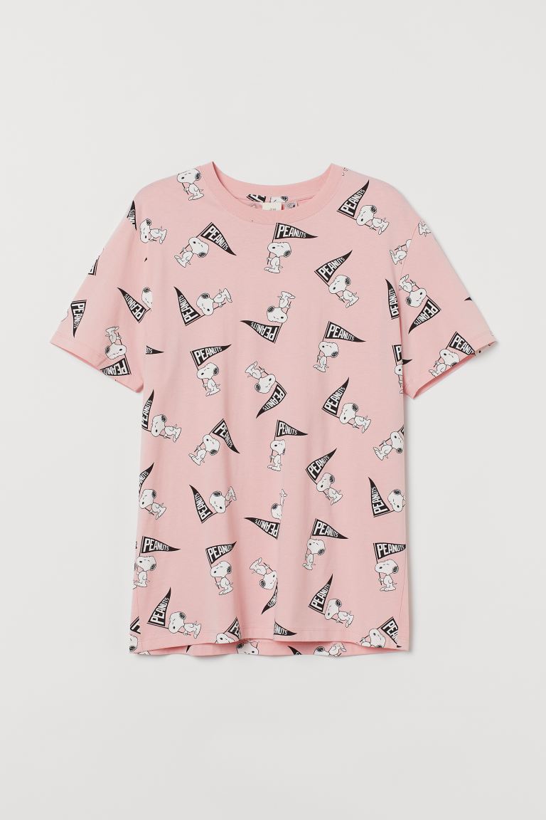 

Футболка с принтом H&M L Светло-розовый/Снупи
